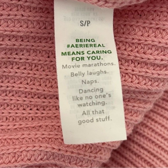 Aerie Women’s Beyond Quarter Zip Oversized 100% Cotton Pink Sweater, Size Small - Picture 9 of 11